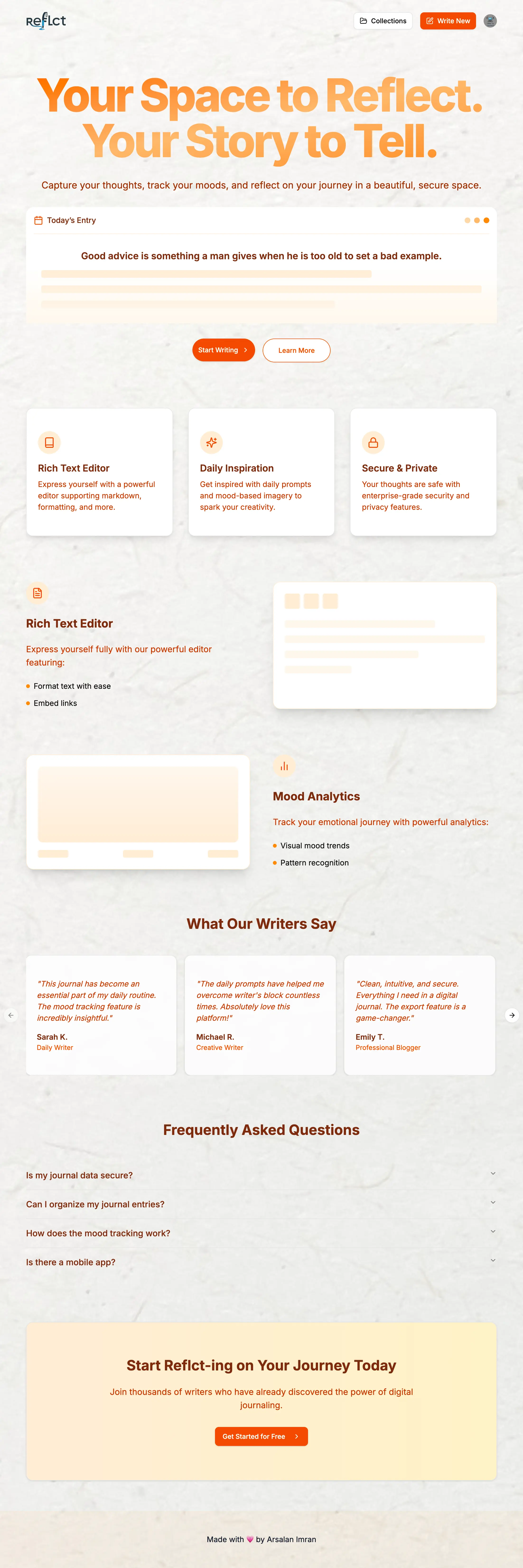 Reflct – Mental Health & Journaling App