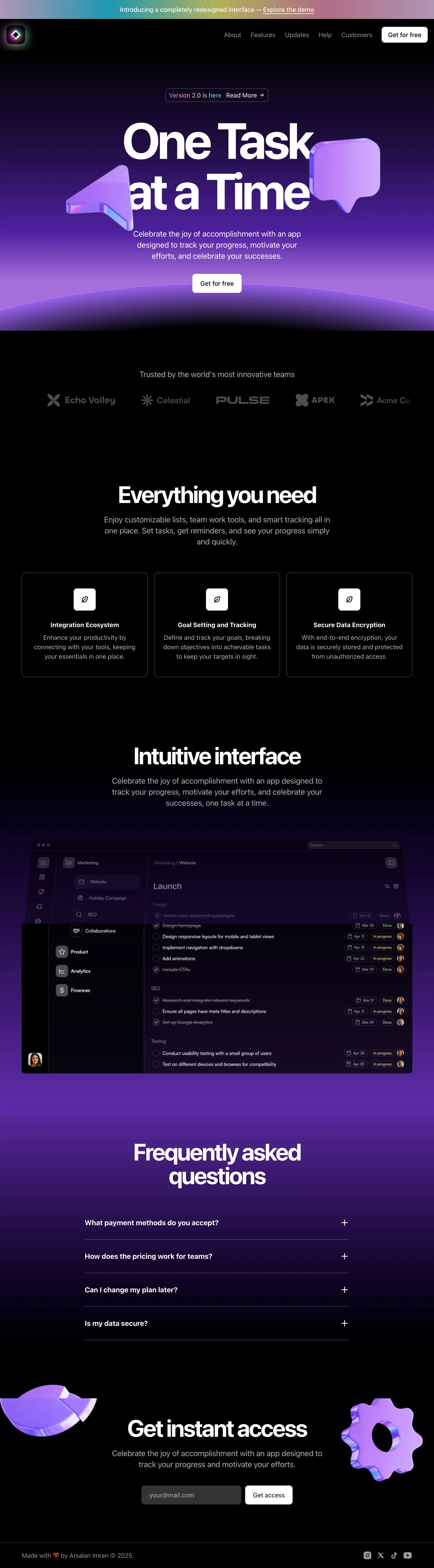 Task Manager – SaaS Landing Page